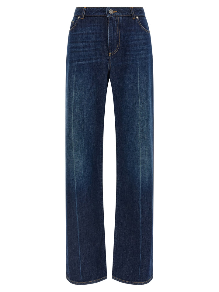 Dolce & Gabbana Stretched Pleated Trompe L'oeil Jeans - Blu | e0637b277bf66ae729f14fee78c1b70033b42e68