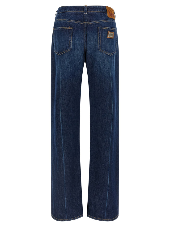 Dolce & Gabbana Stretched Pleated Trompe L'oeil Jeans - Blu | 15783008061ba75e0e4213c388f357af18d3a90c