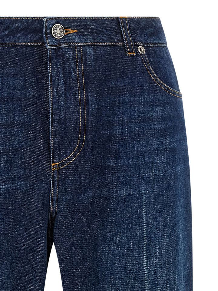 Dolce & Gabbana Stretched Pleated Trompe L'oeil Jeans - Blu | 7b61d2f5d756e67ec393f3cc16ec3c00d1aaceb3