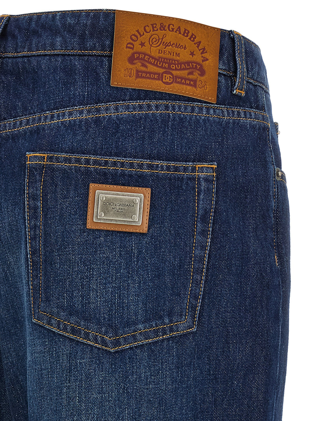 Dolce & Gabbana Stretched Pleated Trompe L'oeil Jeans - Blu | 0bc37ea87fd4c66f00f47faf64ba4693def6e110
