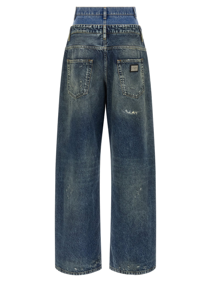 Dolce & Gabbana Double Layer Jeans - Blu | e4189a63cb23fbf4d2da04296de7e68f41eb37d1