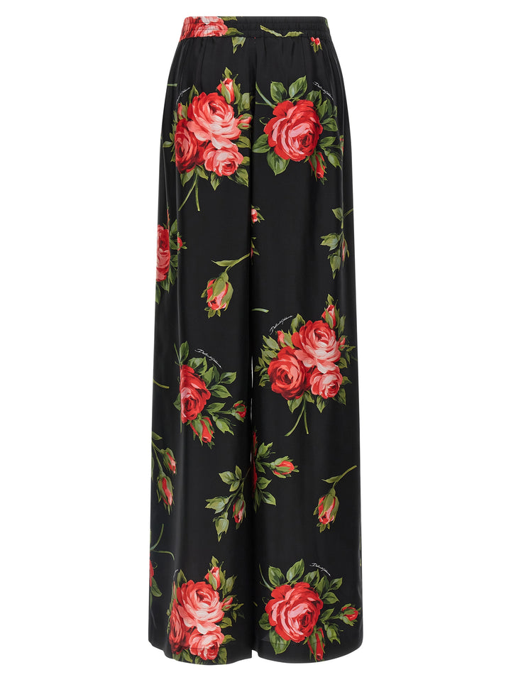 Dolce & Gabbana Bouquet Rose Pantaloni - Nero | 42c9f260ac0c82895b5e15171509d7dd45e540e0