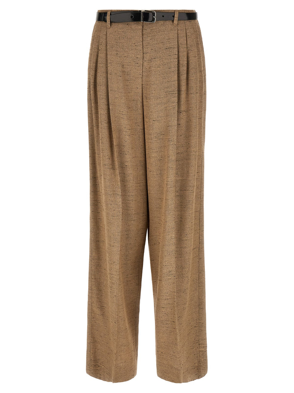 Tweed Effect Trousers Pantaloni Beige