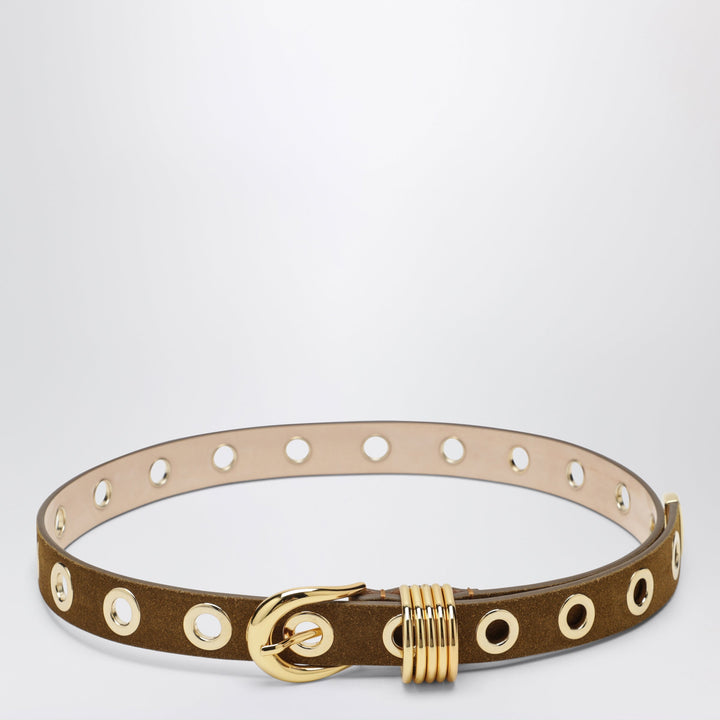 DéHanche Ceinture Marron En Suede Avec Œillets Métalliques