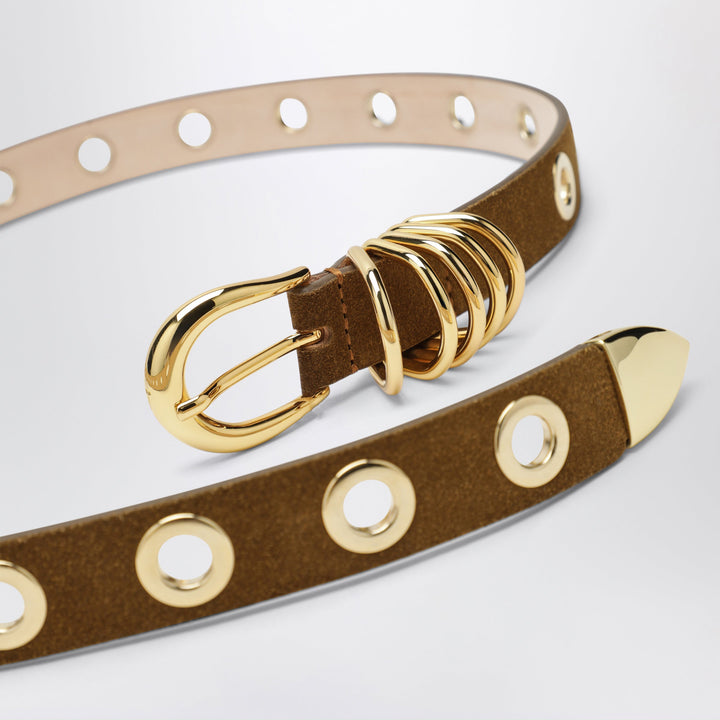 DéHanche Ceinture Marron En Suede Avec Œillets Métalliques