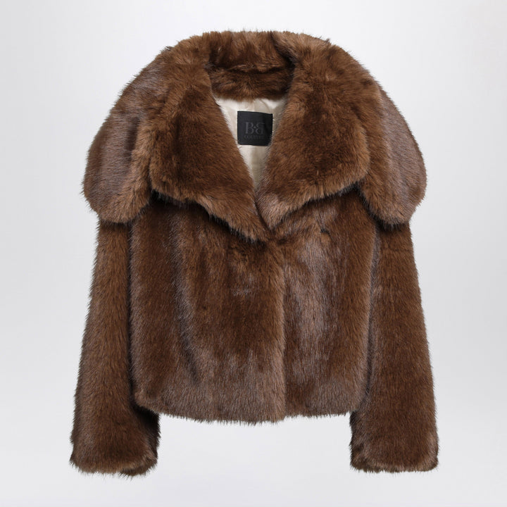 Bb Couture Barbra Jacke Aus Braunem Kunstpelz Mit Nerz-Effekt