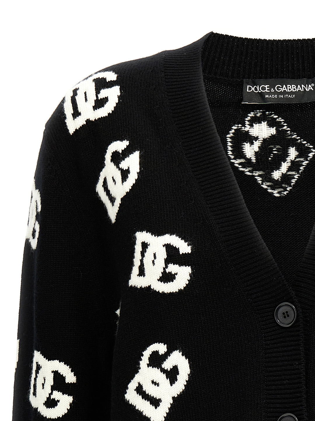 Dolce & Gabbana Jacquard Logo Cardigan Maglioni - Bianco/Nero | ebf47e10a8fff5f3436824d9abfb6db2866ec502