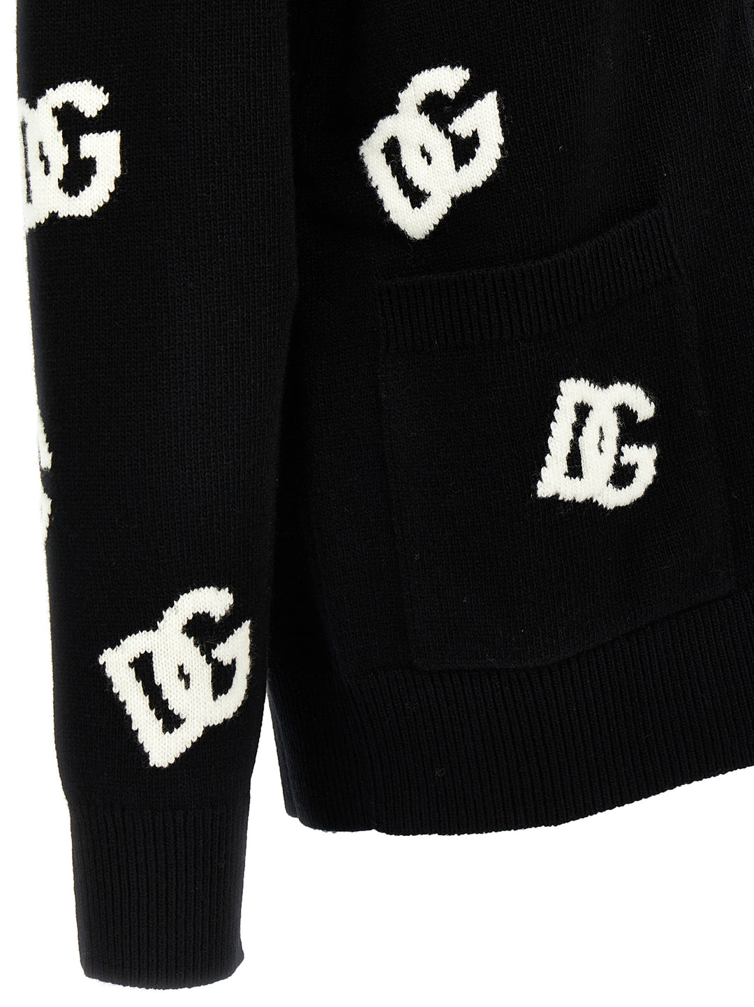 Dolce & Gabbana Jacquard Logo Cardigan Maglioni - Bianco/Nero | 869c4797d649579e79a398a4b7ef8ea7257d6c67