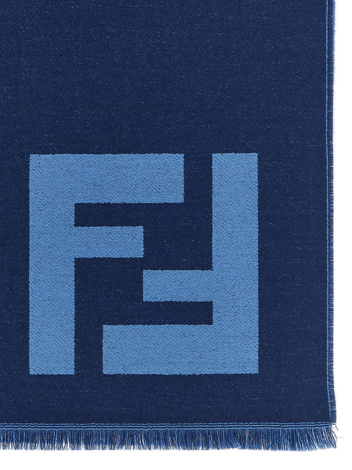 Fendi Ff Macro Scarf Sciarpe - Blu | 0d3effd5bda0e63c16fd83e232356a683ab2bfcb