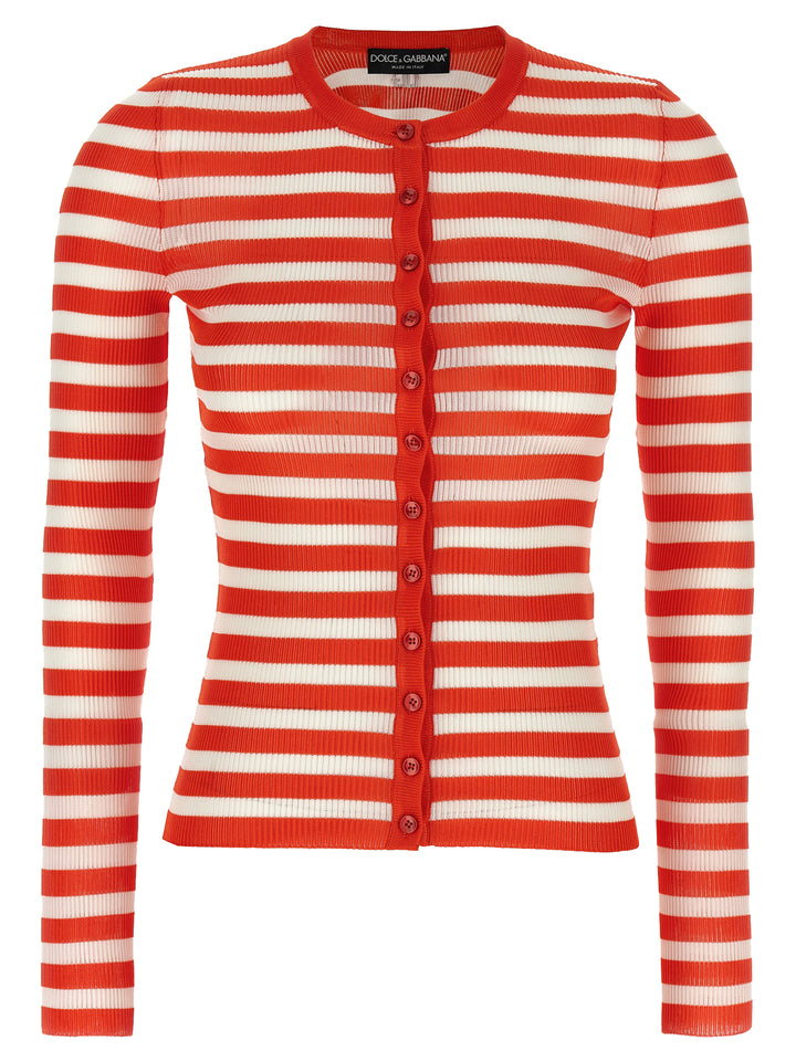 Dolce & Gabbana Striped Viscose Cardigan Maglioni - Arancione | bc516cb7e47302d760b5acdbed7225db7d7848fc