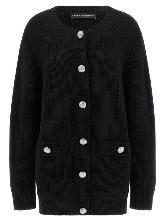 Jewel Buttons Cardigan Maglioni Nero