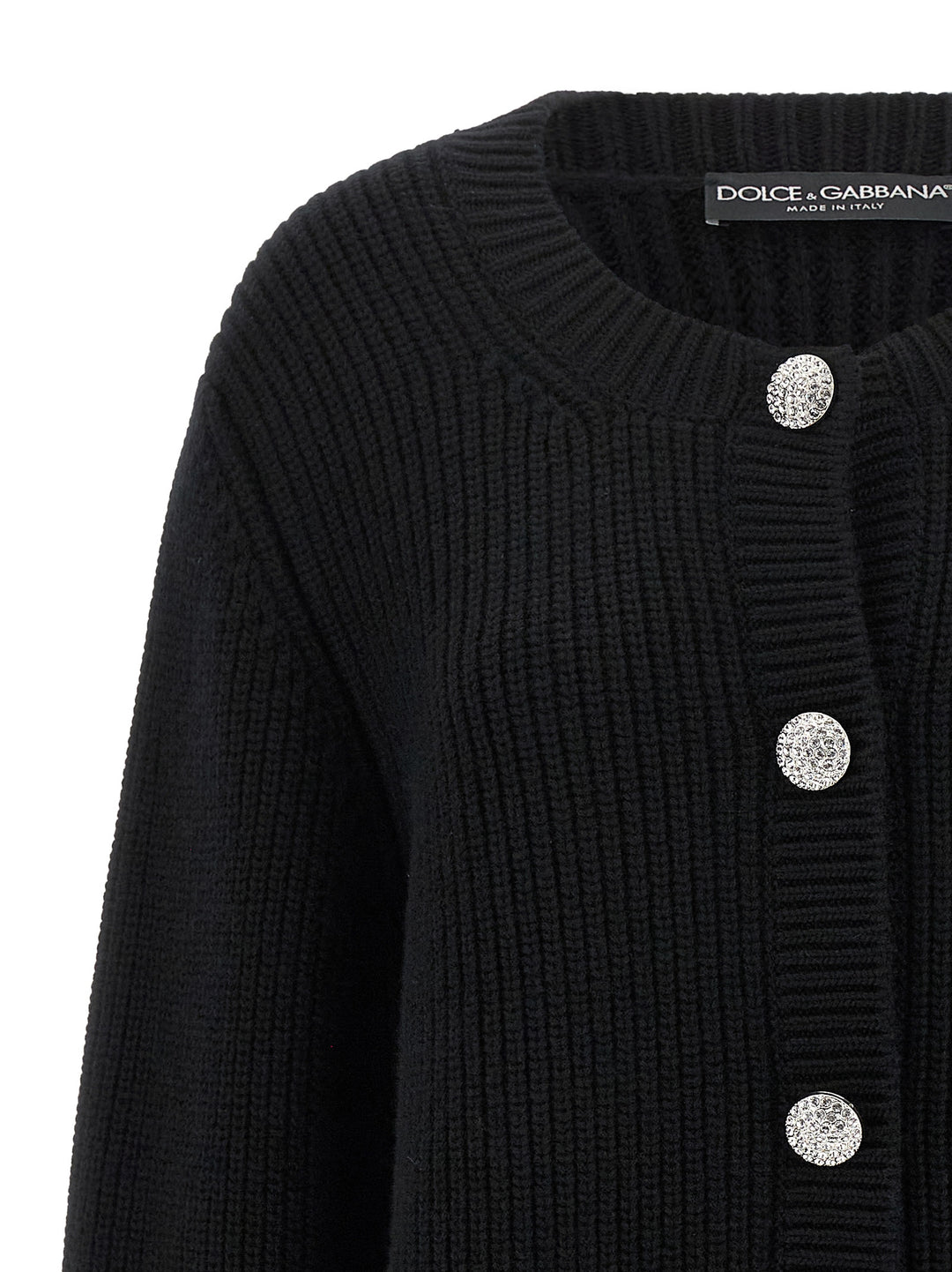 Dolce & Gabbana Jewel Buttons Cardigan Maglioni - Nero | 483e6112be47eb01e56937d57c27ab147a16564a