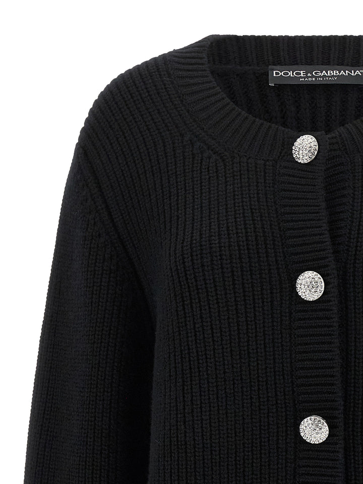 Dolce & Gabbana Jewel Buttons Cardigan Maglioni - Nero | 483e6112be47eb01e56937d57c27ab147a16564a