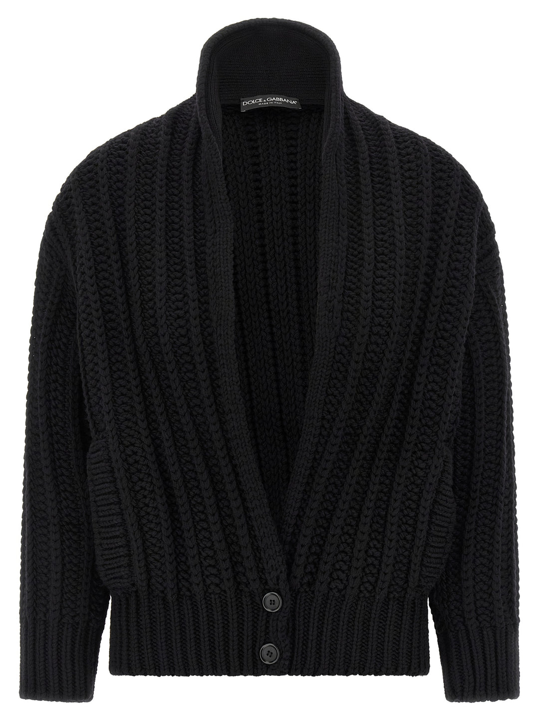 Dolce & Gabbana Coarse Wool Cardigan Maglioni - Nero | d6c50fd24173d72aa409e3aaf9557d702b313b50