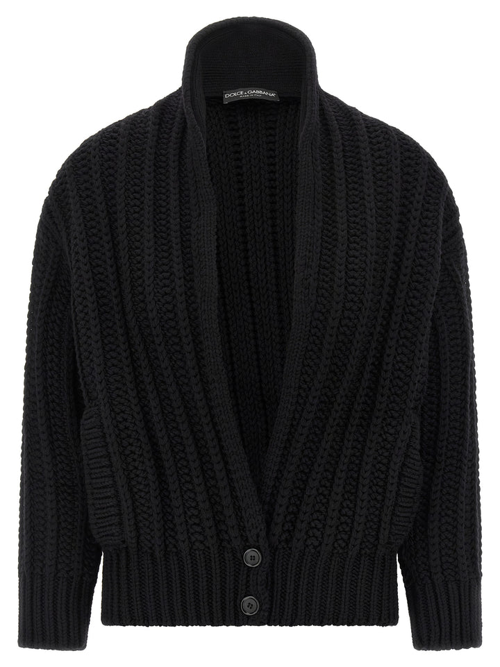 Dolce & Gabbana Coarse Wool Cardigan Maglioni - Nero | d6c50fd24173d72aa409e3aaf9557d702b313b50