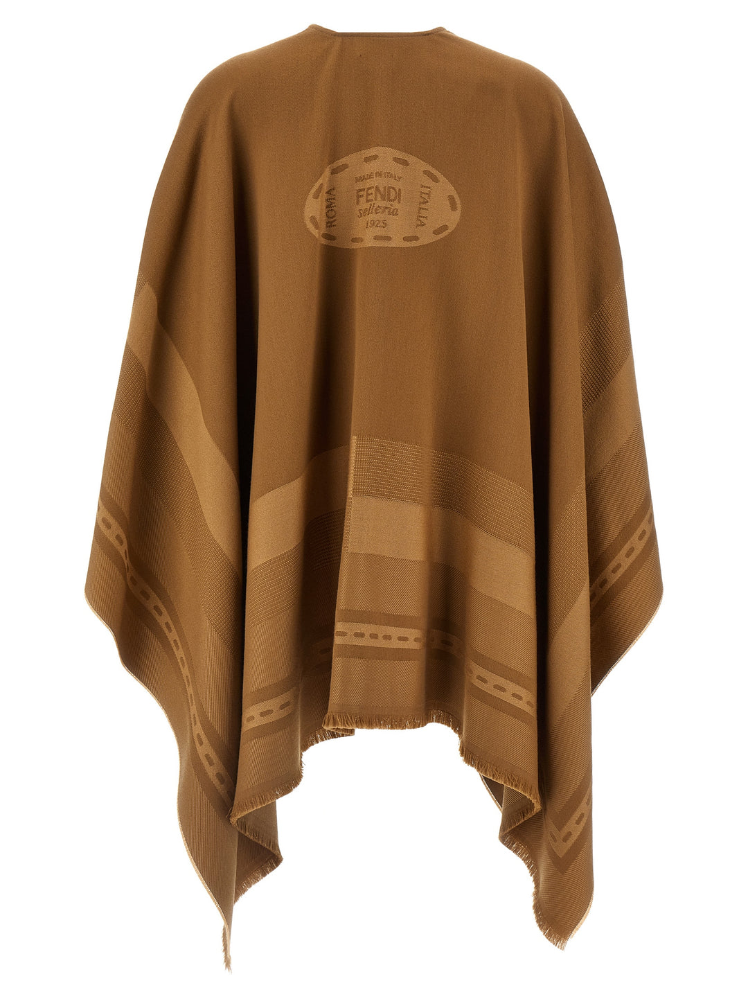 Fendi Jacquard Poncho Mantelle - Marrone | abff000b088f9002d480ecf85e030e466354ca05