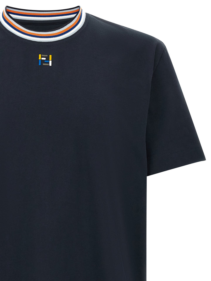 Fendi Ff Stitching T shirt - Blu | 9216b5c4dfd71f1a12818cc105aa0ec487d4d549