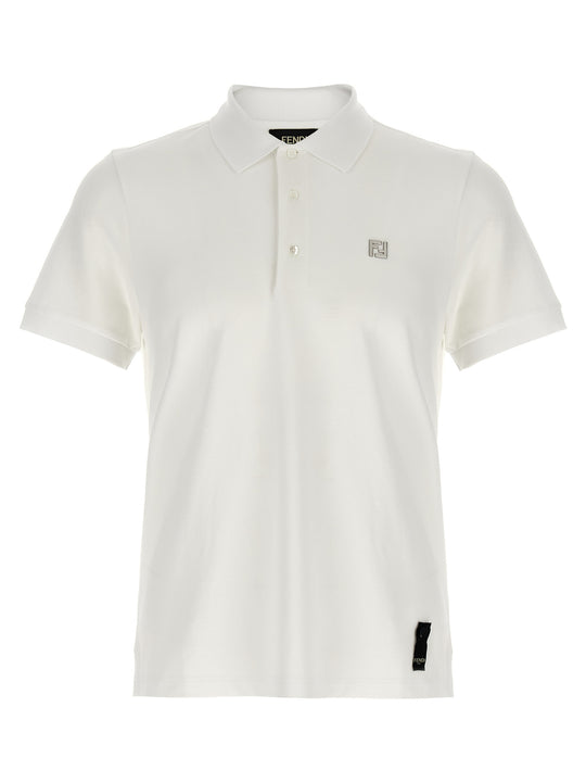 Ff Metallic Logo Shirt Polo Bianco