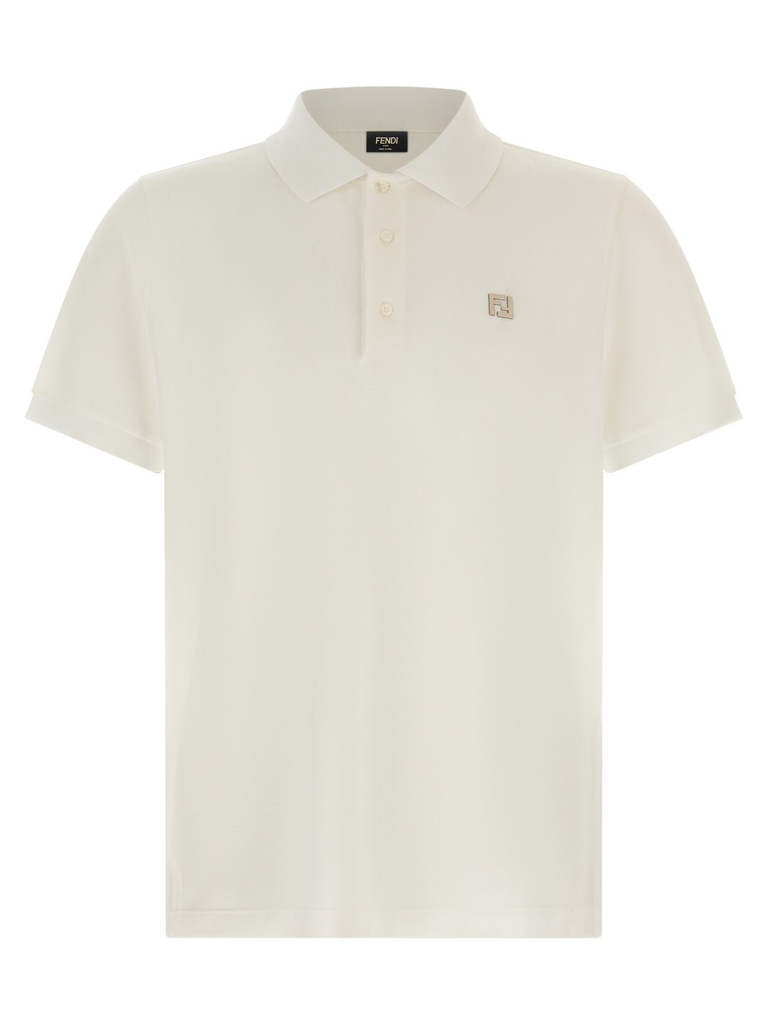 Fendi Ff Metallic Logo  Shirt Polo - Bianco | f0a5135ed519a046d15488ae49e66909695f69f0