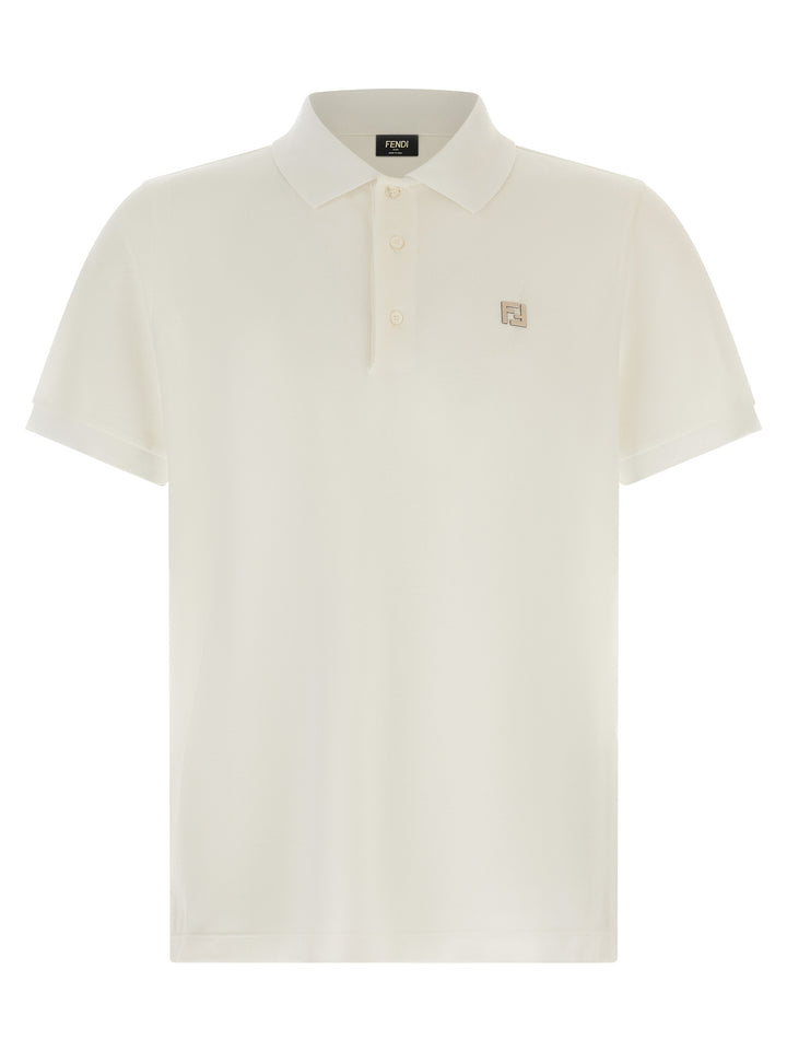 Fendi Ff Metallic Logo  Shirt Polo - Bianco | f0a5135ed519a046d15488ae49e66909695f69f0