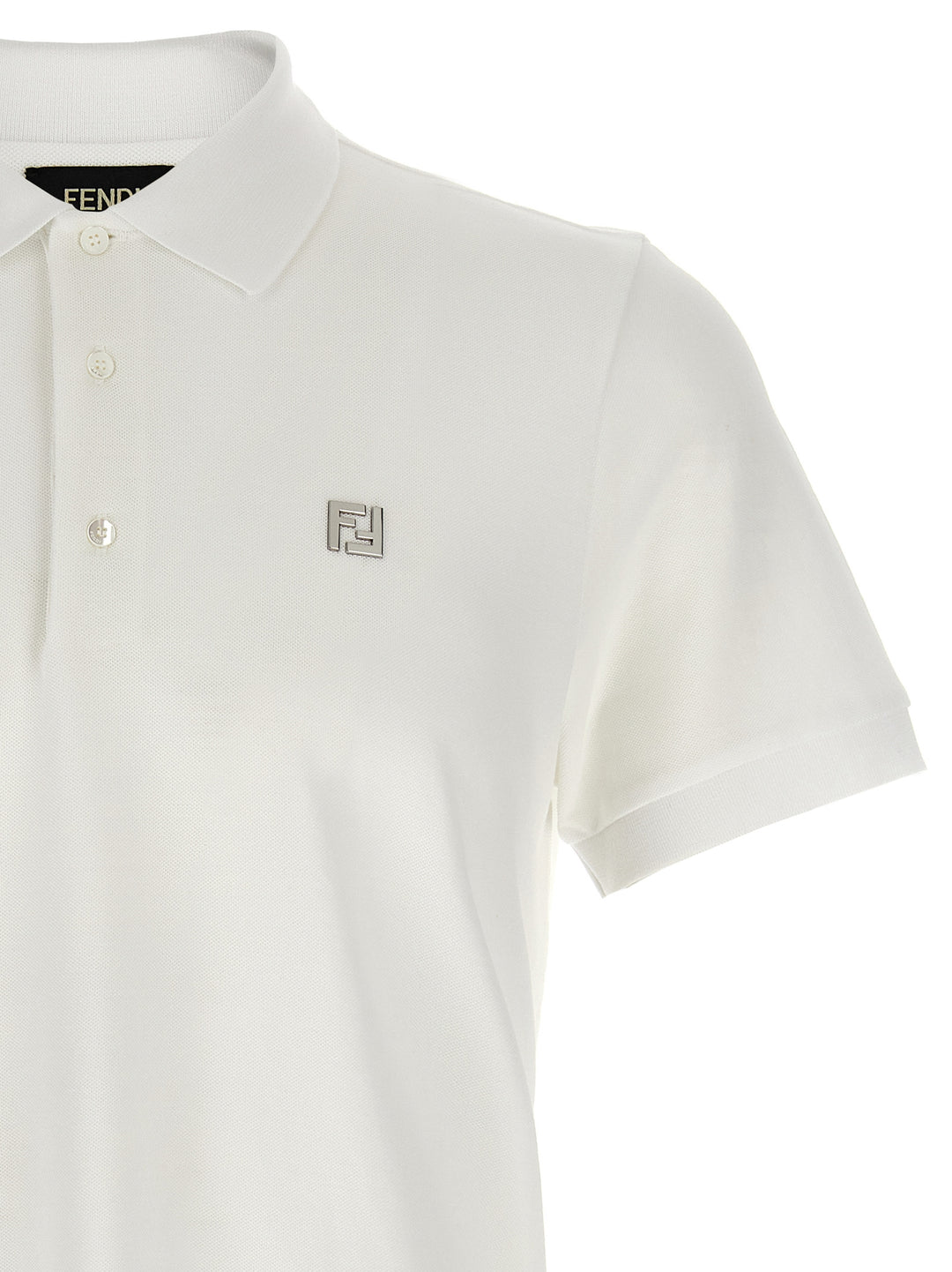 Fendi Ff Metallic Logo  Shirt Polo - Bianco | 5b3c0c3165e03ec6b5ffe30c2278c3b5d8c32f49