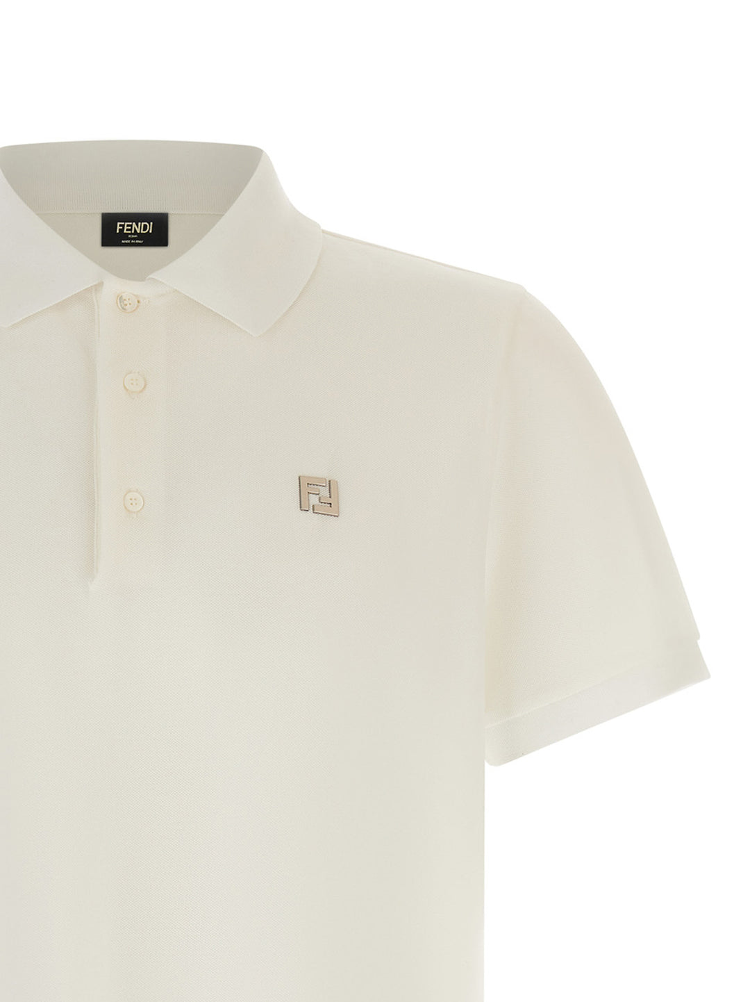 Fendi Ff Metallic Logo  Shirt Polo - Bianco | a3f786188d2fd22abaebdcdd820204f4a6140187