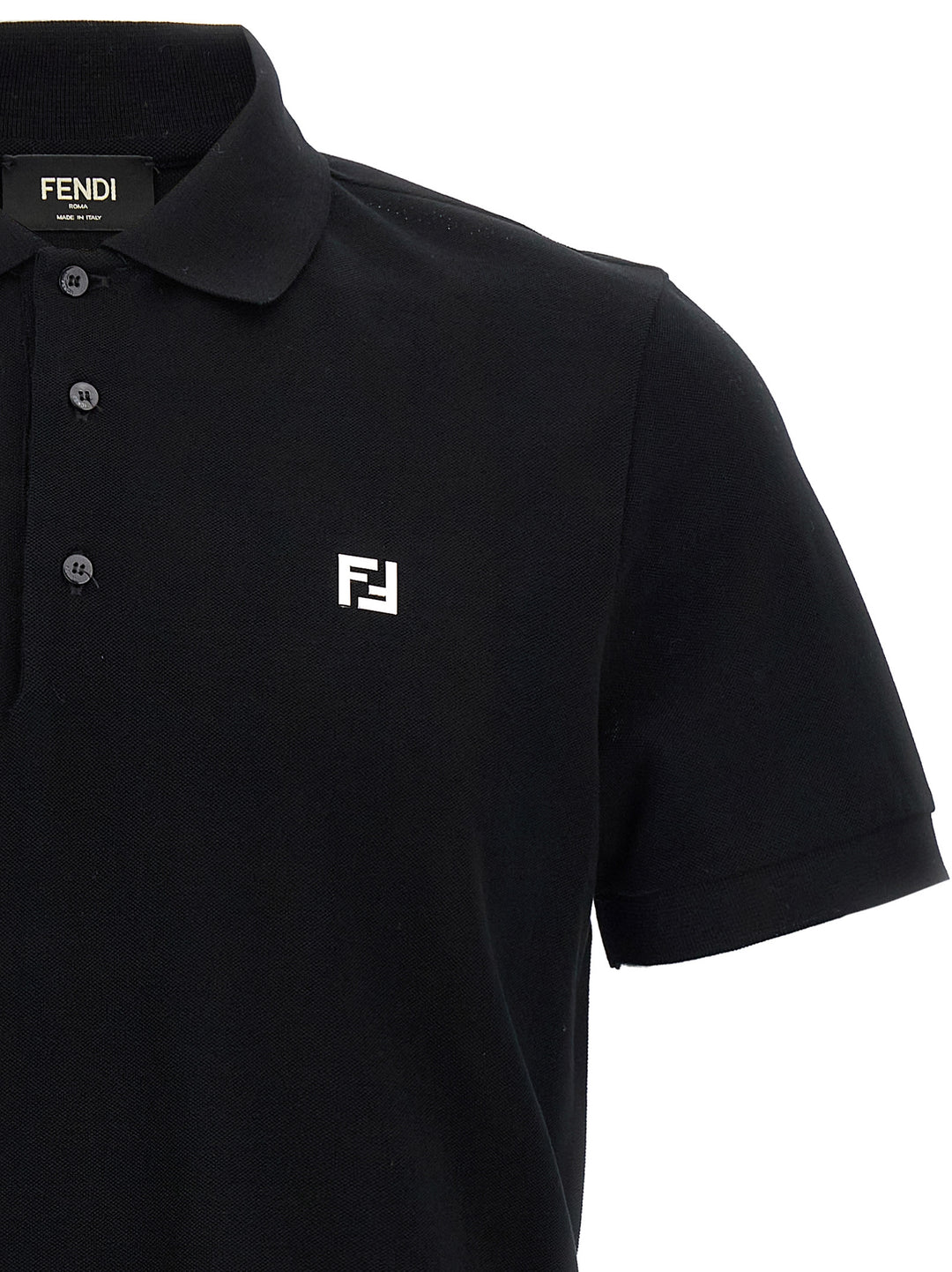 Fendi Ff Metallic Logo  Shirt Polo - Nero | a668b25cc27bf3c938485de247c6fdcff51d3902