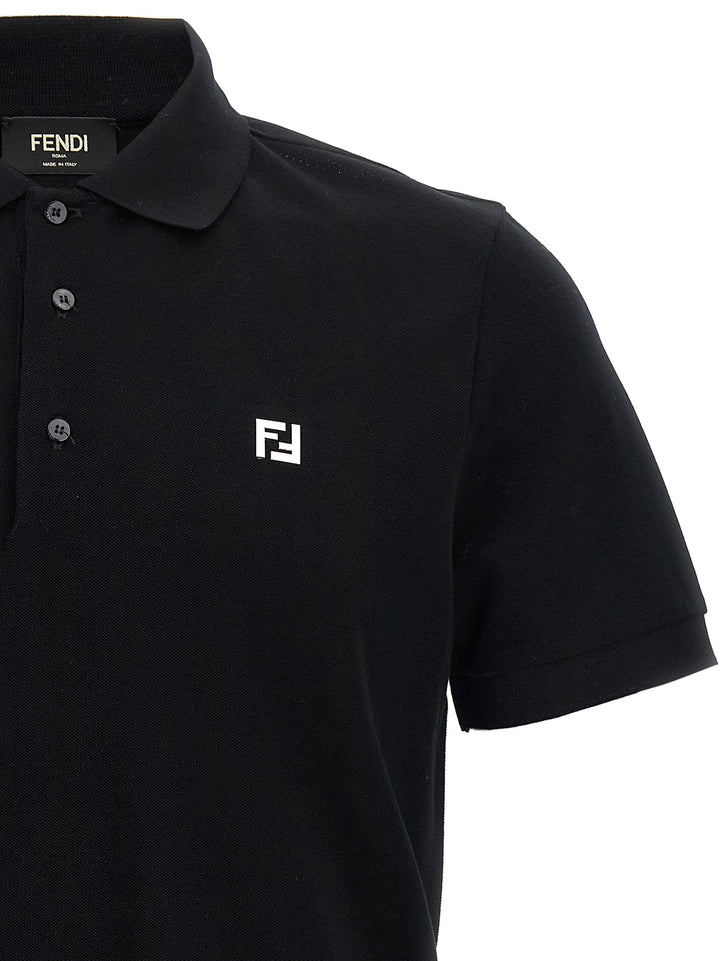 Fendi Ff Metallic Logo  Shirt Polo - Nero | a668b25cc27bf3c938485de247c6fdcff51d3902