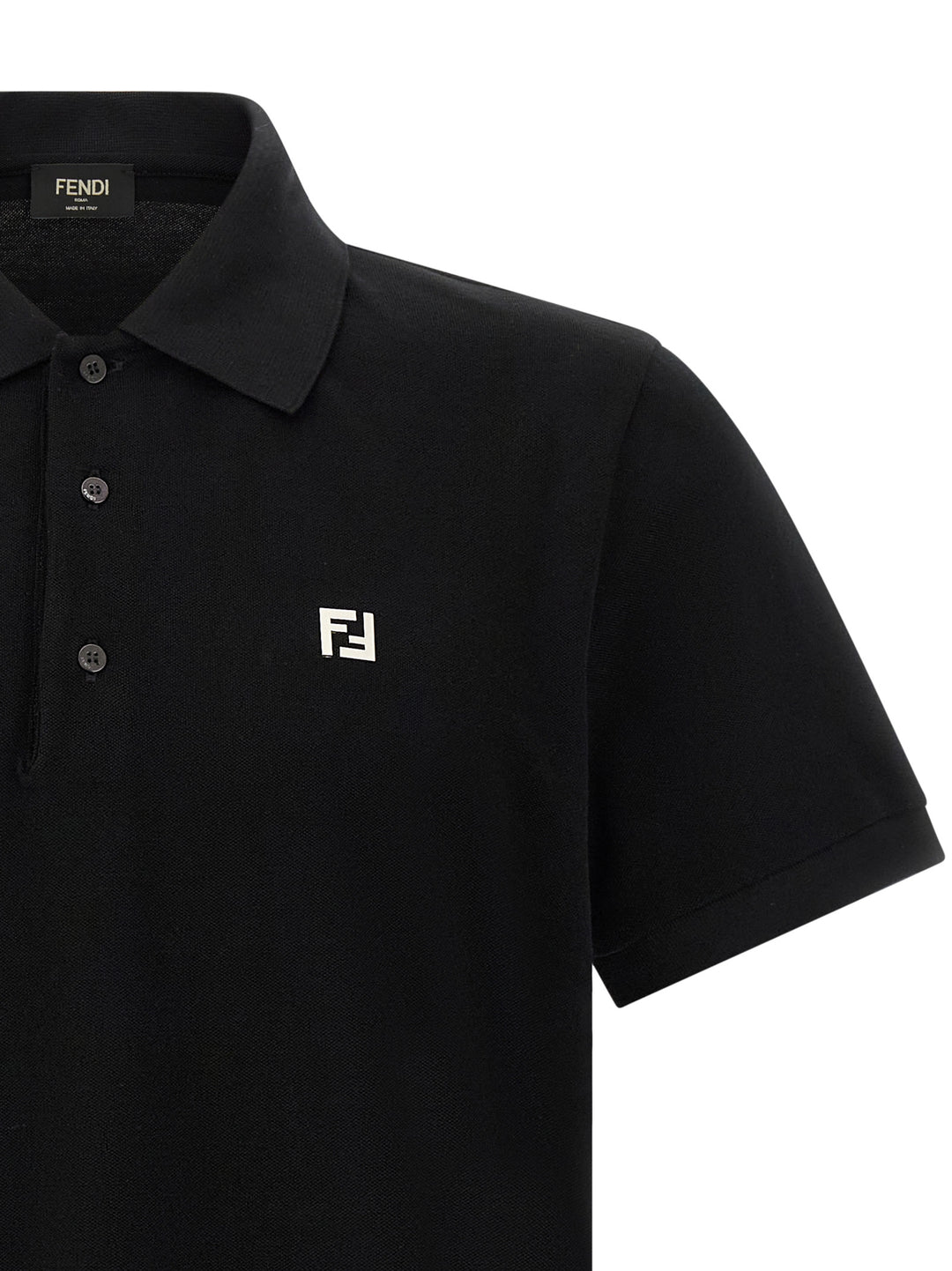 Fendi Ff Metallic Logo  Shirt Polo - Nero | 02137ed569e118dc039aadd1105f949e2ba1db42