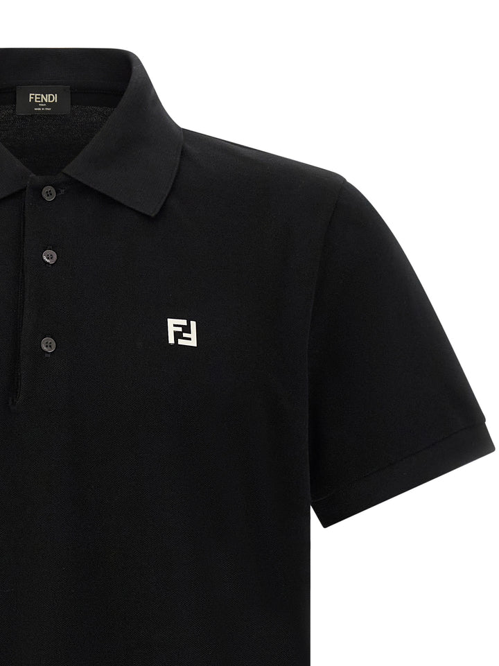 Fendi Ff Metallic Logo  Shirt Polo - Nero | 02137ed569e118dc039aadd1105f949e2ba1db42