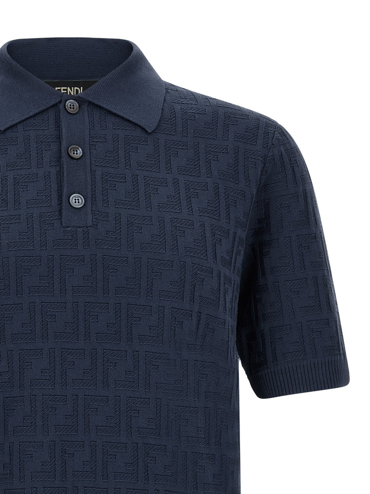 Fendi Ff Cotton  Shirt Polo - Blu | cc592859a379735a9520168de3c0bf478721d007