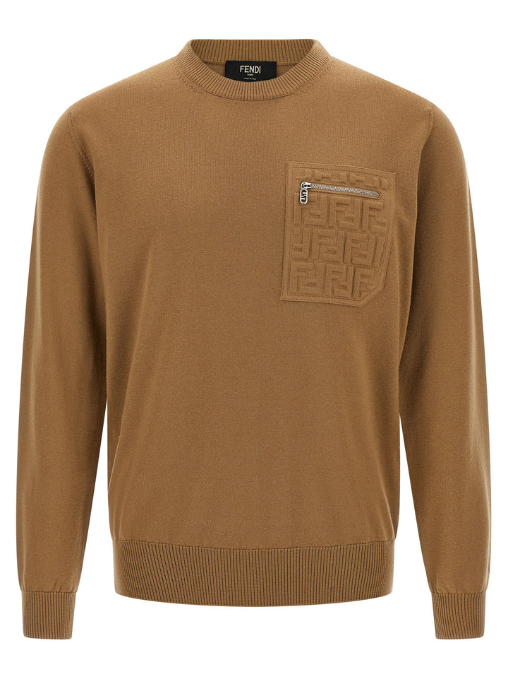 Fendi Ff Pocket Sweater Maglioni - Beige | 00149747f1d4f71714692198d434fc0980fb262d