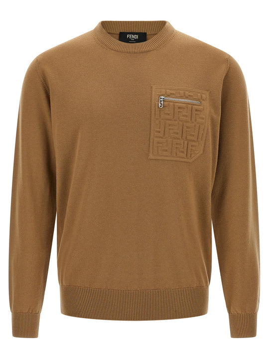Ff Pocket Sweater Maglioni Beige