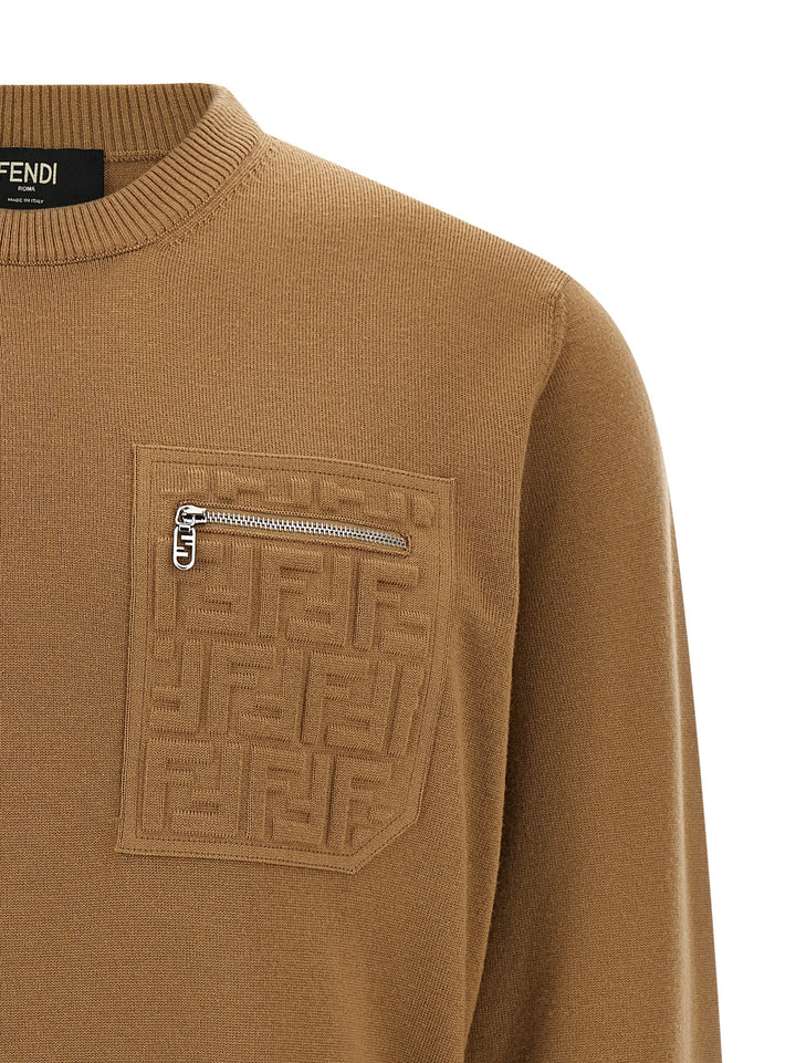 Fendi Ff Pocket Sweater Maglioni - Beige | fa95a66a2099d828fafda3eb0ca0fe80c4180a2e