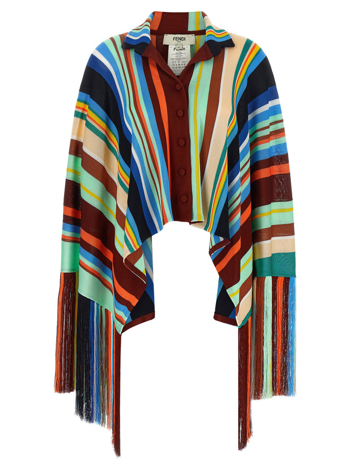 Fendi Striped Poncho With Fringes Mantelle - Multicolor | 274f5c56620463e5b3b76d886b9597d467dc292b