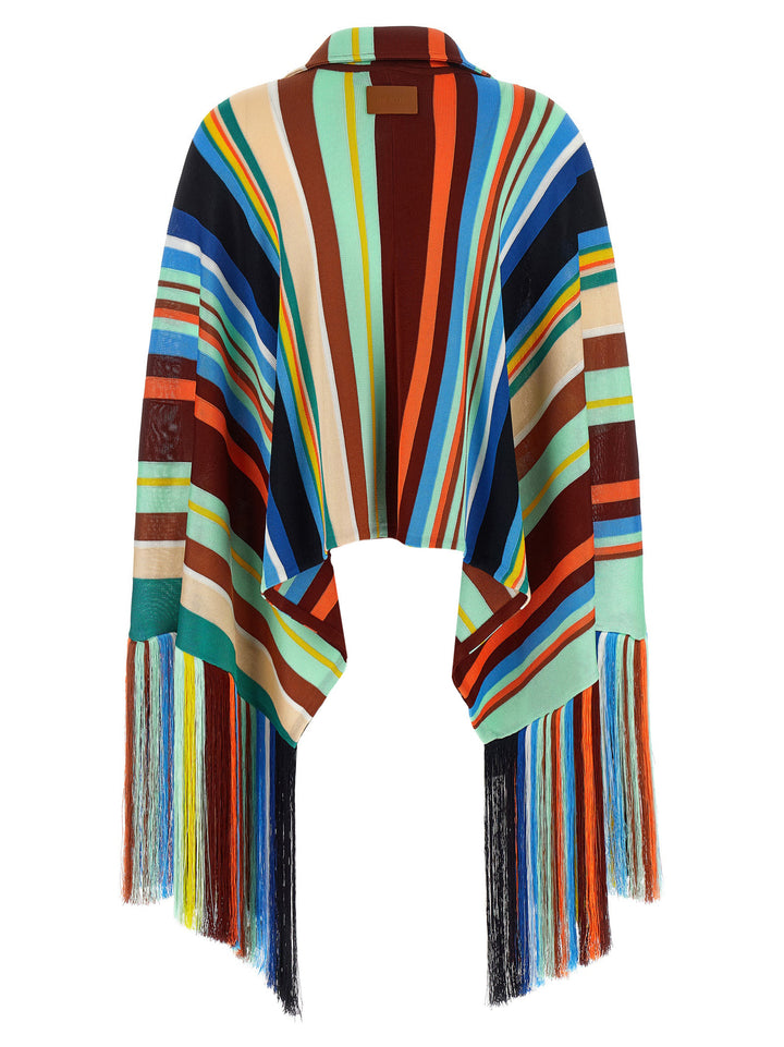 Fendi Striped Poncho With Fringes Mantelle - Multicolor | 3cc61caadd988b50c1f68366c8bcd182c64d9c09