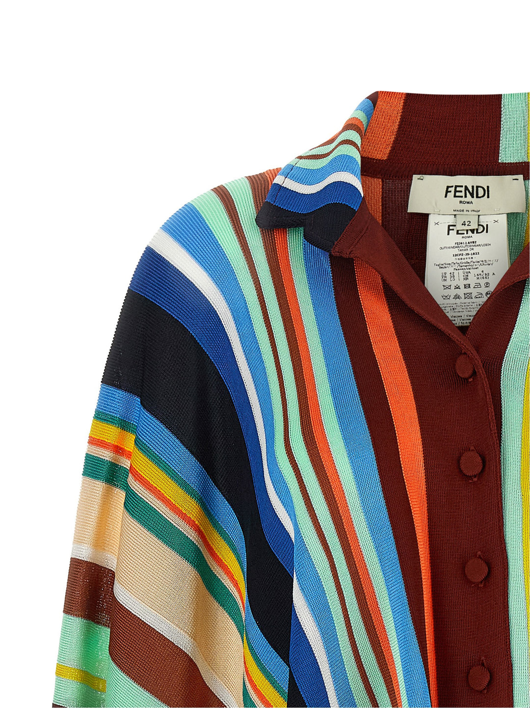 Fendi Striped Poncho With Fringes Mantelle - Multicolor | 71f8ec15b497d0f3cea455489ca631dc2c824d17