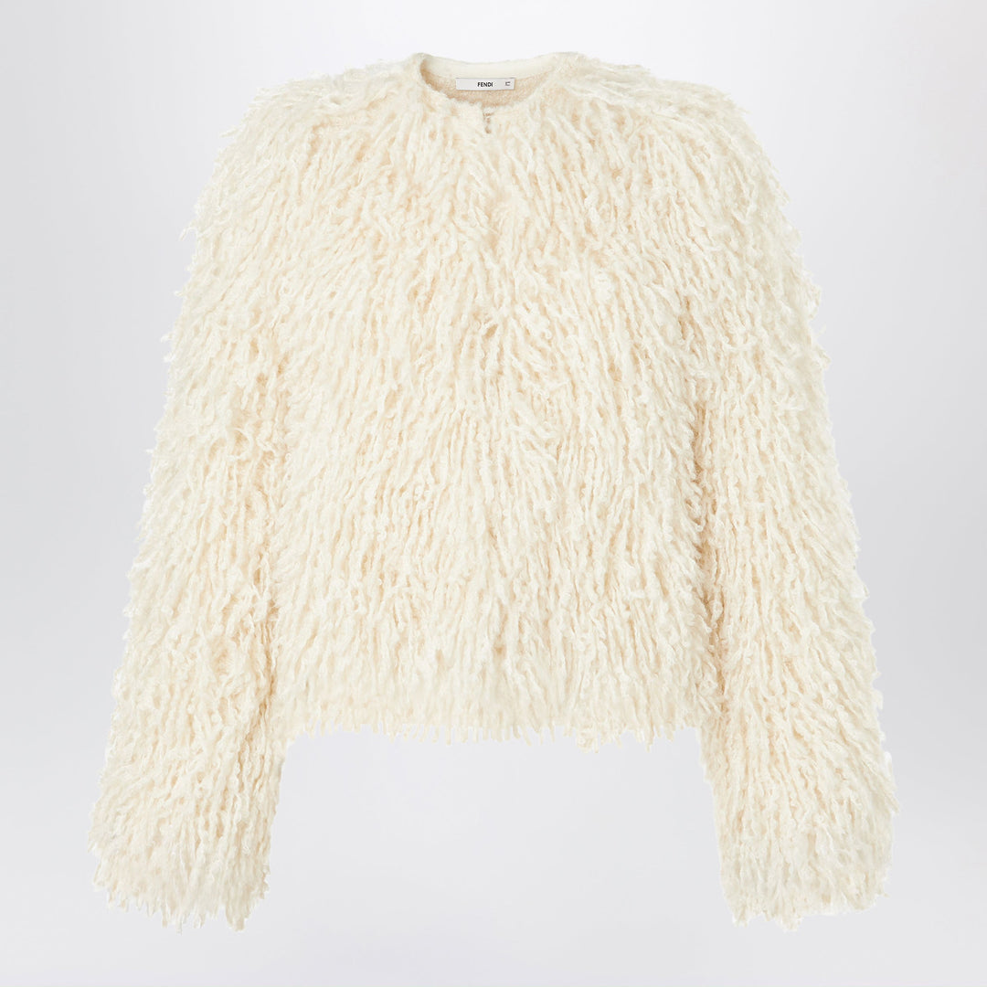 Fendi Elfenbeinfarbene Cropped-Jacke aus Kaschmir und Mohair
