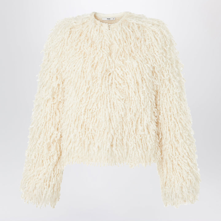 Fendi Elfenbeinfarbene Cropped-Jacke aus Kaschmir und Mohair