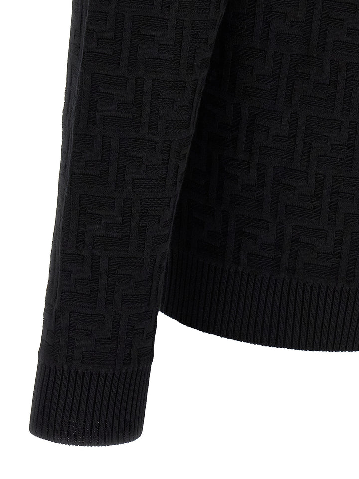 Fendi Ff Jacquard Sweater Maglioni - Nero | 7da7927e28103845ac58b72add6c7546fc220e49