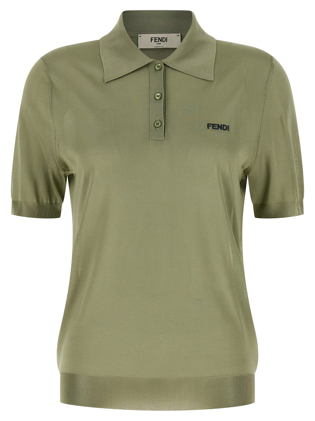 Fendi Shiny Viscose  Shirt Polo - Verde | 1e1093066fad26ca19381236dd84a979742f7cf1