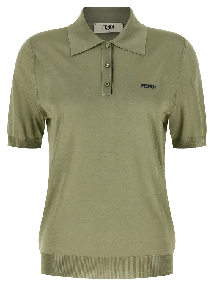 Fendi Shiny Viscose  Shirt Polo - Verde | 1e1093066fad26ca19381236dd84a979742f7cf1