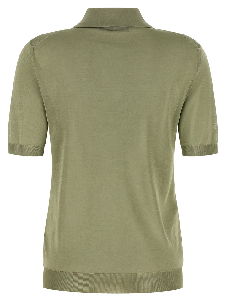 Fendi Shiny Viscose  Shirt Polo - Verde | 9055256e62c06c6e57729c901956b650a778660c