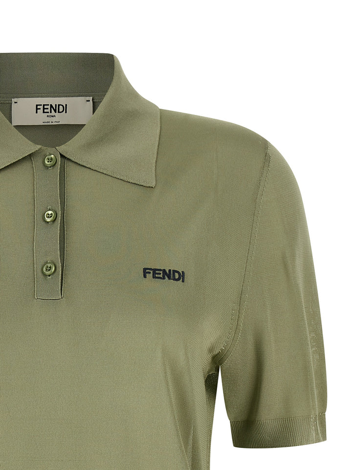 Fendi Shiny Viscose  Shirt Polo - Verde | 768235c16e47d615d5254245325e58e456357a98