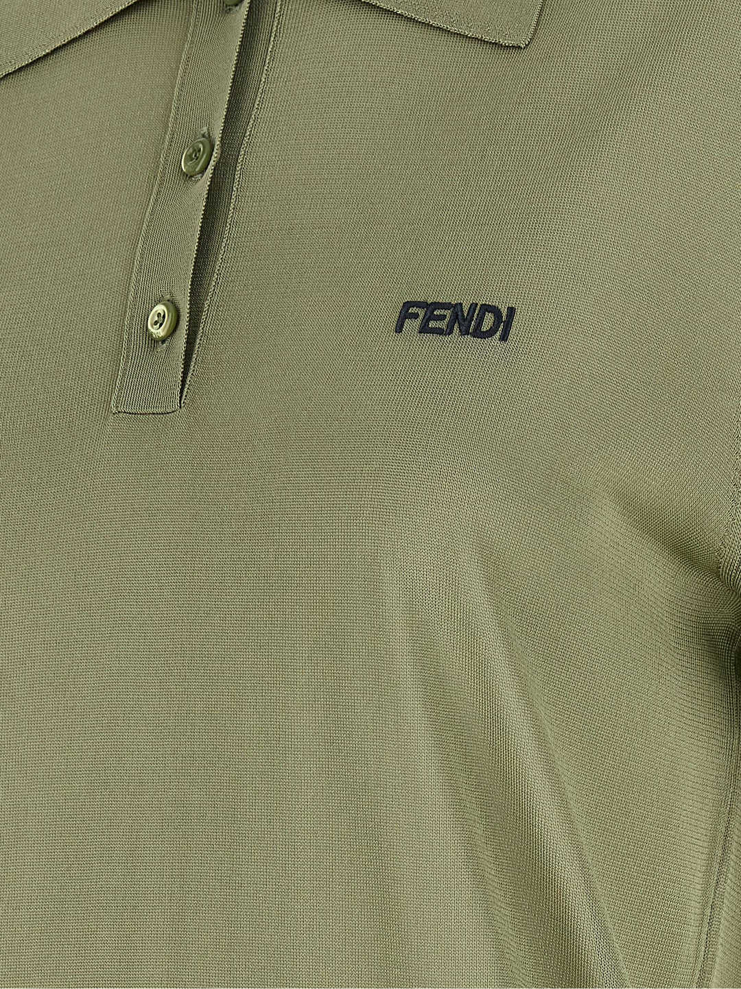 Fendi Shiny Viscose  Shirt Polo - Verde | f69d820fe0c7a850dde7af8de06981c3b9912032