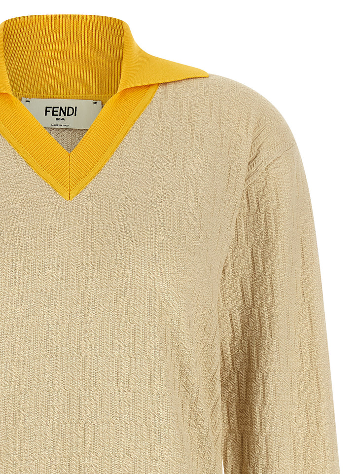 Fendi Ff Jacquard Sweater Maglioni - Beige | bbcea8d13399260cc55273ce8bad3377829fe301