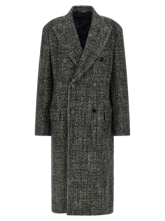 Bouclé Wool Coat Trench E Impermeabili Bianco/Nero