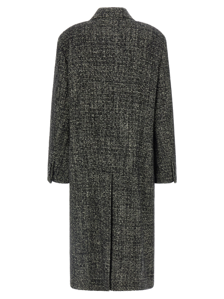 Dolce & Gabbana Bouclé Wool Coat Trench e Impermeabili - Bianco/Nero | 129aa15ea3c4cbb747d3e1f085db515b88859d2c