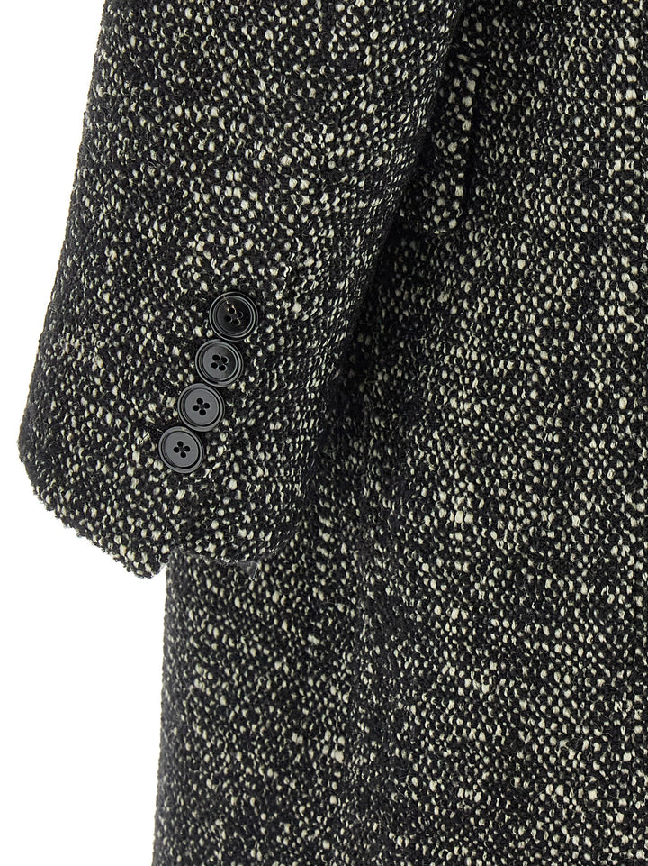 Dolce & Gabbana Bouclé Wool Coat Trench e Impermeabili - Bianco/Nero | a2eb2570bf71771c7b3cace167846e4186a20416