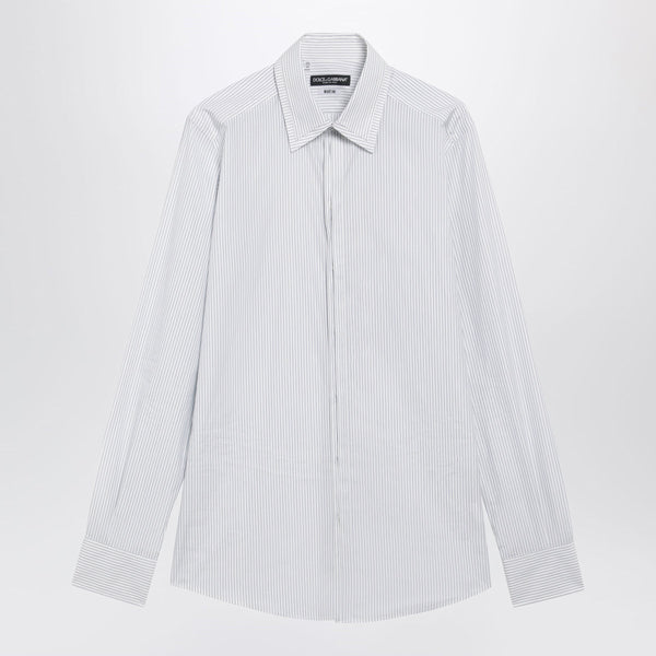 White Double-Collar Striped Shirt